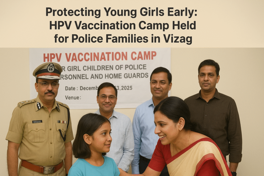 An HPV vaccination camp was organised in Visakhapatnam for girl children of police personnel and home guards aged 9 to 14 years